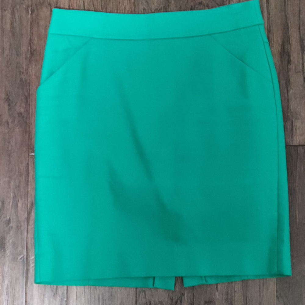 J. Crew Vibrant Green Pencil Skirt, 8P